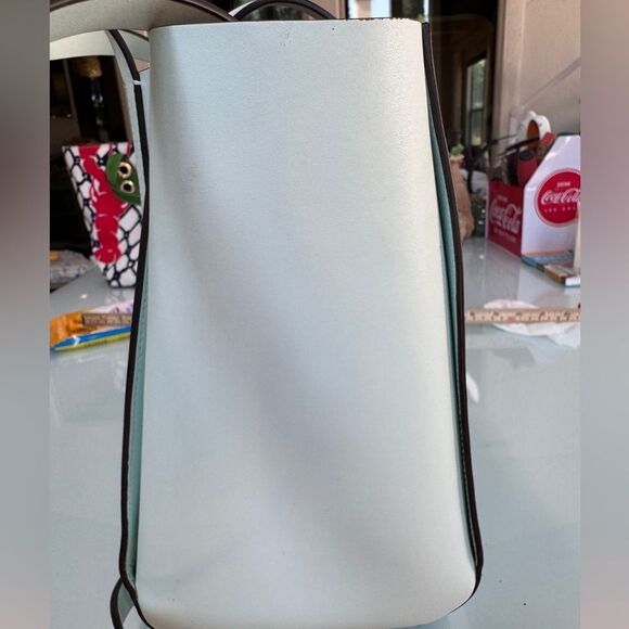 NWOT Kate Spade Tote Bag – Leather Structured Shopper –Light Blue Work Bag Purse - Picture 10 of 16